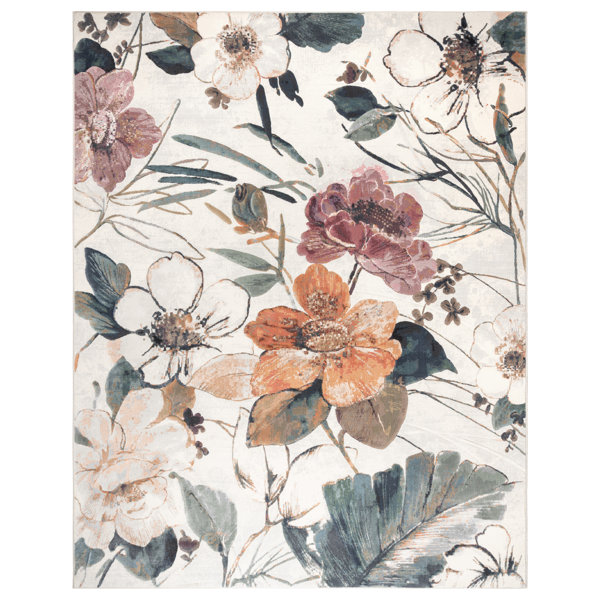 Gertmenian Blayne Aster Bold Floral Ivory/Gray/Pink/Blue Polypropylene
